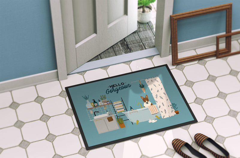 Brindle Bull Terrier in Bathtub Doormat - 24x36 Decorative Floor Mat – Indoor/Outdoor Rug with Artistic Flair CK7559JMAT