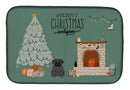 Black Pug Christmas Everyone Dish Drying Mat – Absorbent, Artistic Kitchen Essentials CK7569DDM