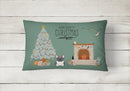 Black White French Bulldog Christmas Everyone Canvas Fabric Decorative Pillow CK7575PW1216