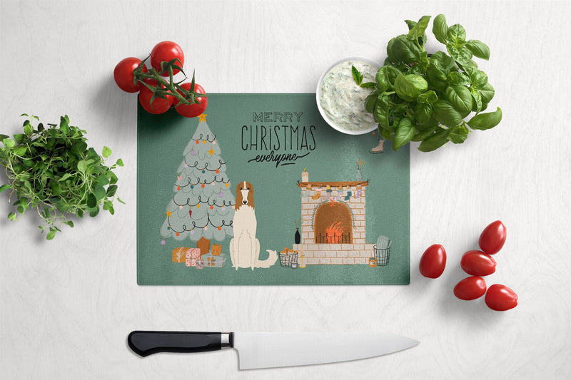 Borzoi Christmas Everyone Glass Cutting Boards – Durable, Decorative Kitchen Art Large CK7586LCB