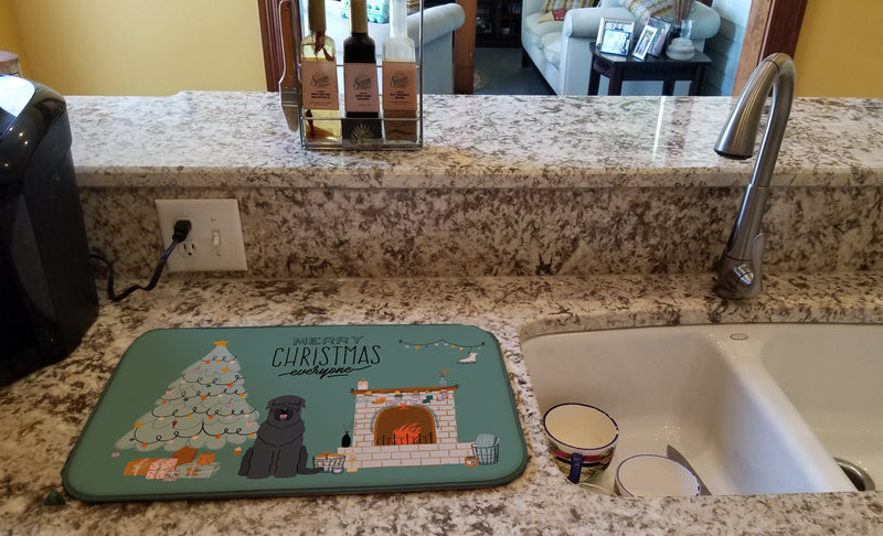 Black Russian Terrier Christmas Everyone Dish Drying Mat – Absorbent, Artistic Kitchen Essentials CK7589DDM