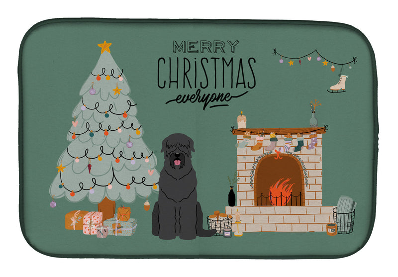 Black Russian Terrier Christmas Everyone Dish Drying Mat – Absorbent, Artistic Kitchen Essentials CK7589DDM