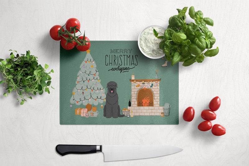 Black Russian Terrier Christmas Everyone Glass Cutting Boards – Durable, Decorative Kitchen Art Large CK7589LCB