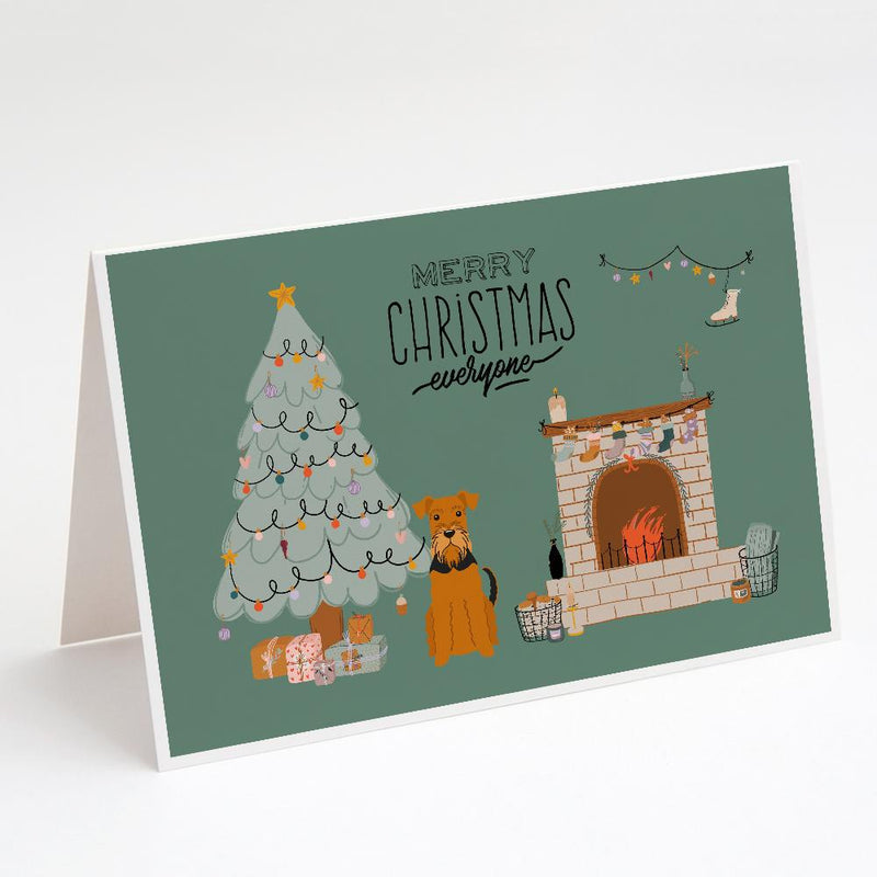 Airedale Christmas Everyone Greeting Cards and Envelopes Pack of 8