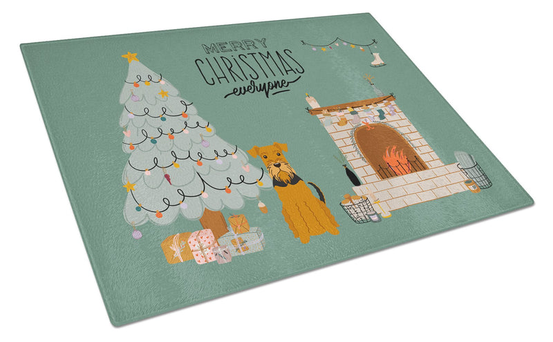 Airedale Christmas Everyone Glass Cutting Board Large CK7604LCB