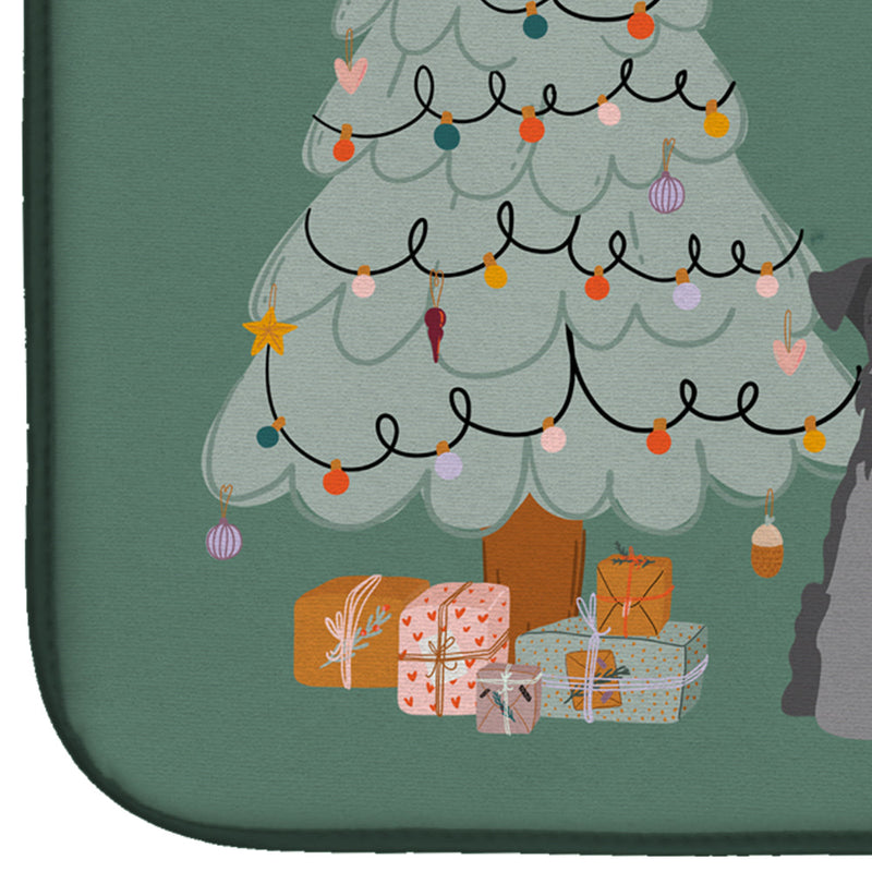 Black Silver Miniature Schnauzer Christmas Everyone Dish Drying Mat – Absorbent, Artistic Kitchen Essentials CK7615DDM
