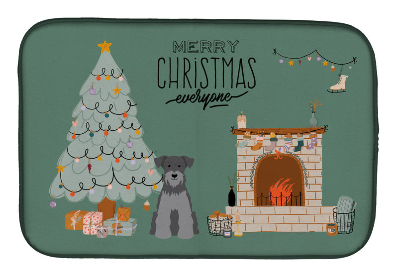Black Silver Miniature Schnauzer Christmas Everyone Dish Drying Mat – Absorbent, Artistic Kitchen Essentials CK7615DDM