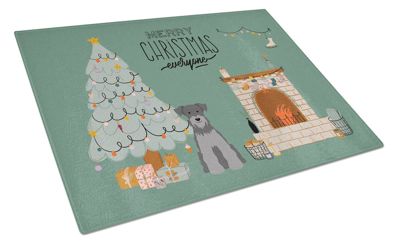 Black Silver Miniature Schnauzer Christmas Everyone Glass Cutting Boards – Durable, Decorative Kitchen Art Large CK7615LCB