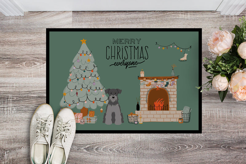 Black Silver Miniature Schnauzer Christmas Everyone Doormat - 18x27 Decorative Floor Mat – Indoor/Outdoor Rug with Artistic Flair CK7615MAT