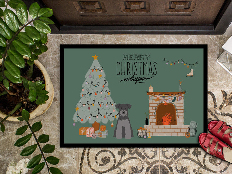Black Silver Miniature Schnauzer Christmas Everyone Doormat - 18x27 Decorative Floor Mat – Indoor/Outdoor Rug with Artistic Flair CK7615MAT