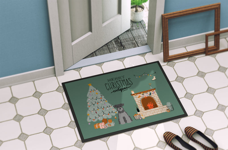 Black Silver Miniature Schnauzer Christmas Everyone Doormat - 18x27 Decorative Floor Mat – Indoor/Outdoor Rug with Artistic Flair CK7615MAT