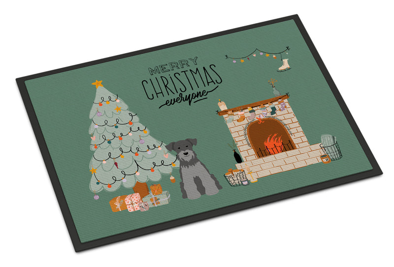 Black Silver Miniature Schnauzer Christmas Everyone Doormat - 18x27 Decorative Floor Mat – Indoor/Outdoor Rug with Artistic Flair CK7615MAT