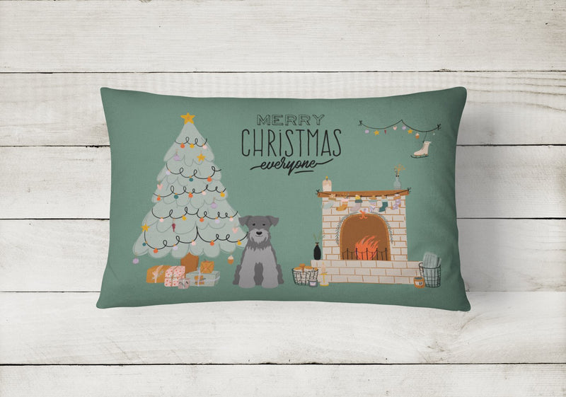 Black Silver Miniature Schnauzer Christmas Everyone Canvas Fabric Decorative Pillow CK7615PW1216