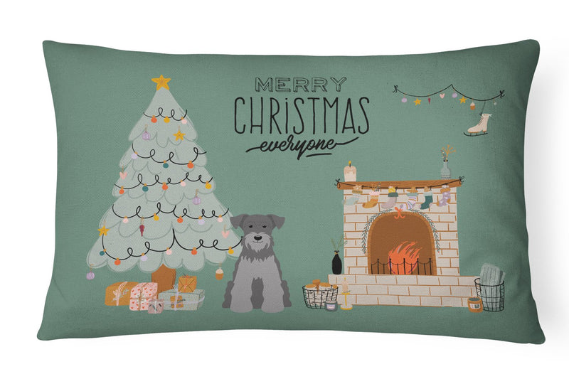 Black Silver Miniature Schnauzer Christmas Everyone Canvas Fabric Decorative Pillow CK7615PW1216