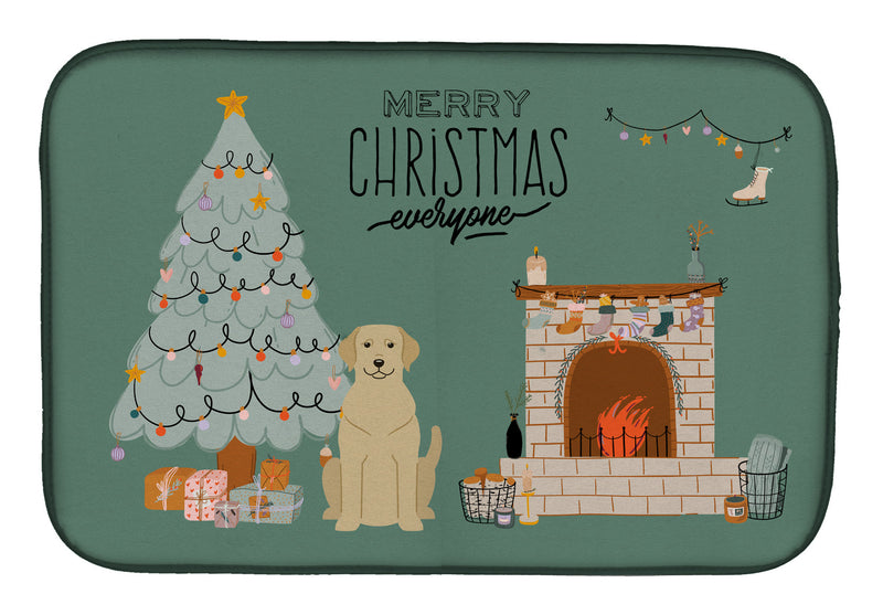 Yellow Labrador Christmas Everyone Dish Drying Mat CK7618DDM