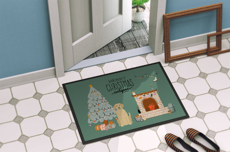 Yellow Labrador Christmas Everyone Indoor or Outdoor Mat 18x27 CK7618MAT