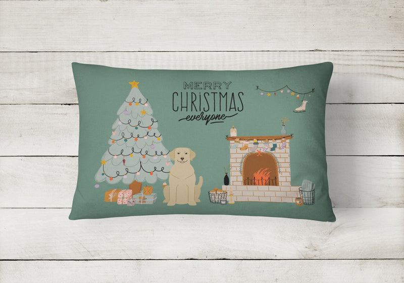 Yellow Labrador Christmas Everyone Canvas Fabric Decorative Pillow CK7618PW1216