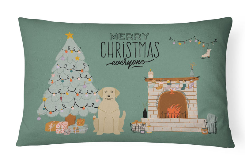 Yellow Labrador Christmas Everyone Canvas Fabric Decorative Pillow CK7618PW1216