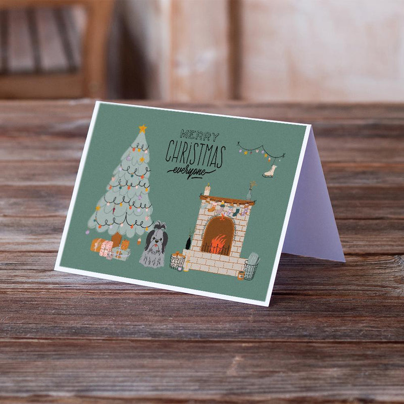 Black Silver Shih Tzu Christmas Everyone Greeting Cards -  Blank Note Cards – 8-Pack of Artist-Designed Cards with Envelopes