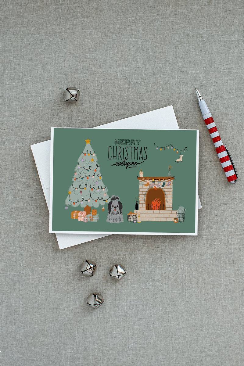 Black Silver Shih Tzu Christmas Everyone Greeting Cards -  Blank Note Cards – 8-Pack of Artist-Designed Cards with Envelopes