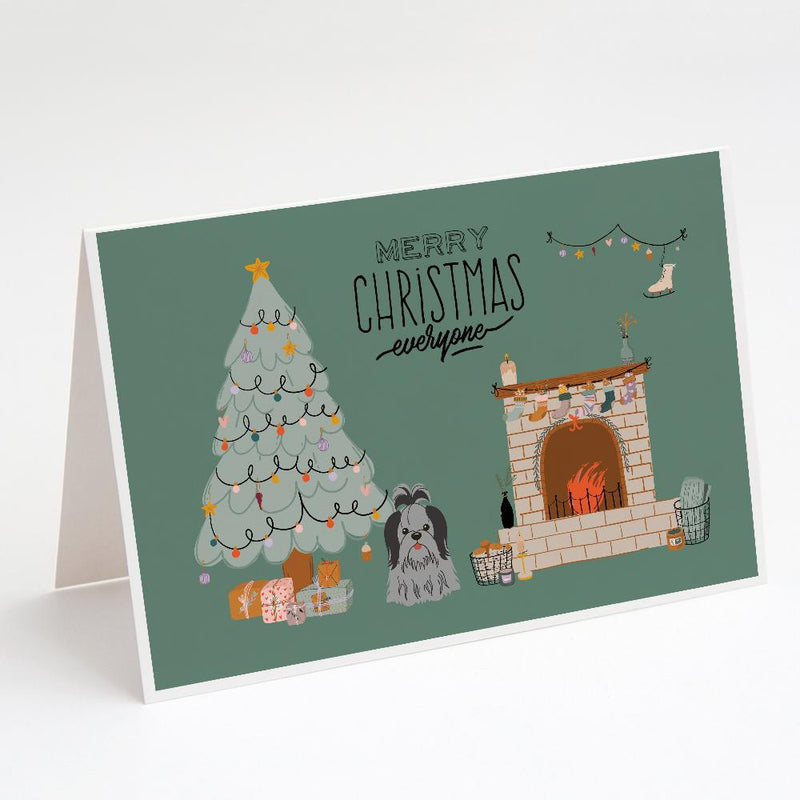 Black Silver Shih Tzu Christmas Everyone Greeting Cards -  Blank Note Cards – 8-Pack of Artist-Designed Cards with Envelopes
