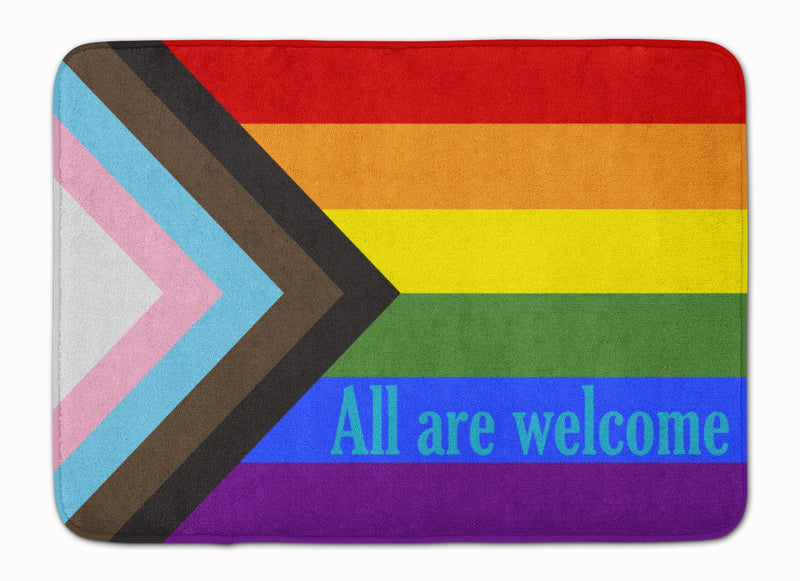 Gay Pride Progress Pride All are Welcome Machine Washable Memory Foam Mat