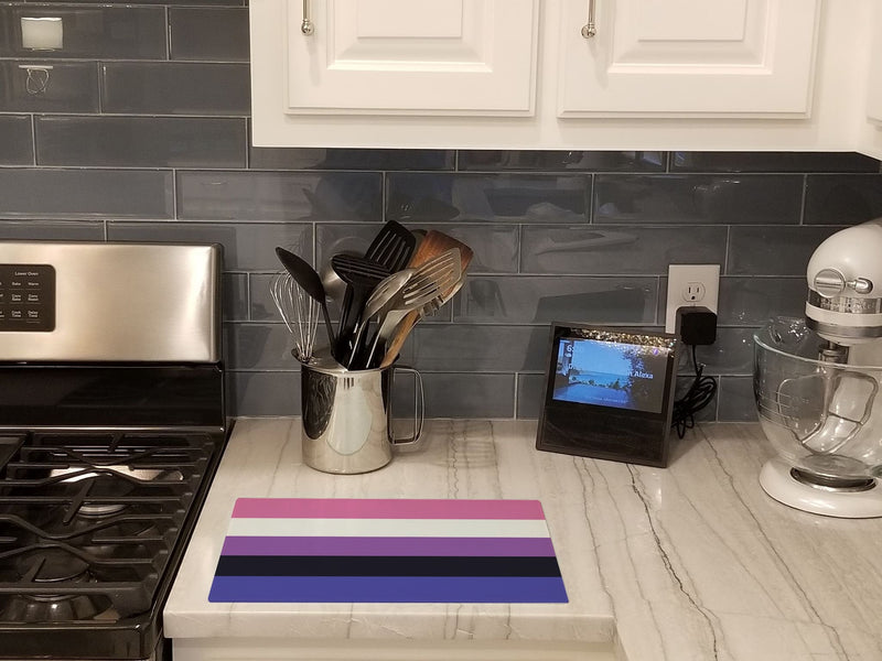 Genderfluid Pride Glass Cutting Boards – Durable, Decorative Kitchen Art Large