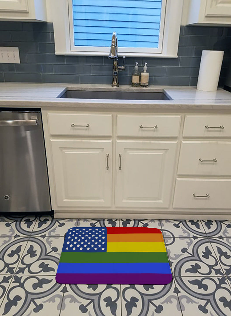 USA Gay Pride Machine Washable Memory Foam Mat