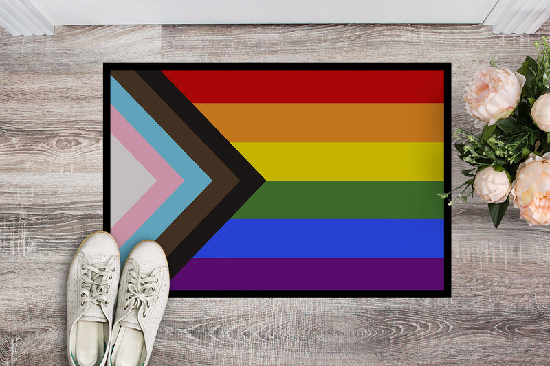 Gay Pride Progress Pride Doormat - 18x27 Decorative Floor Mat – Indoor/Outdoor Rug with Artistic Flair