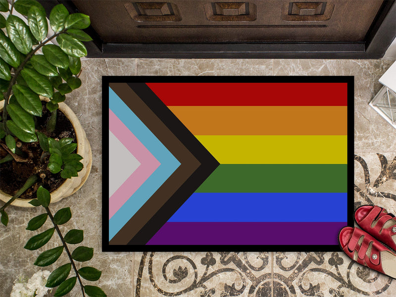Gay Pride Progress Pride Doormat - 18x27 Decorative Floor Mat – Indoor/Outdoor Rug with Artistic Flair