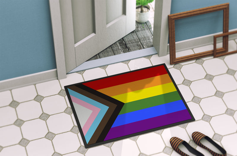 Gay Pride Progress Pride Doormat - 18x27 Decorative Floor Mat – Indoor/Outdoor Rug with Artistic Flair