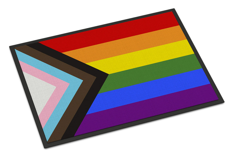 Gay Pride Progress Pride Doormat - 18x27 Decorative Floor Mat – Indoor/Outdoor Rug with Artistic Flair