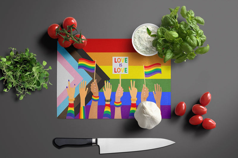 Gay Pride Parade Progress Pride Glass Cutting Boards – Durable, Decorative Kitchen Art Large