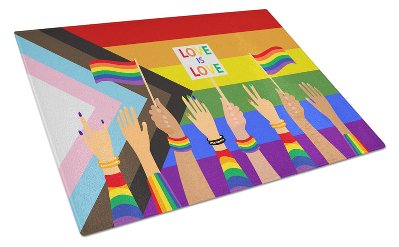 Gay Pride Parade Progress Pride Glass Cutting Boards – Durable, Decorative Kitchen Art Large