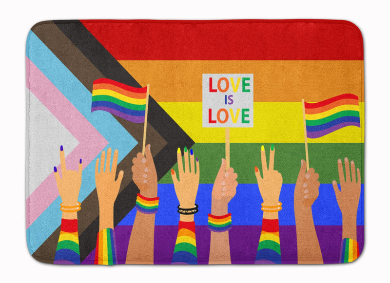 Gay Pride Parade Progress Pride Machine Washable Memory Foam Mat