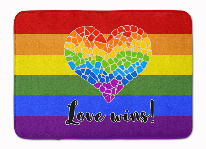 Gay Pride Love Wins Mosaic Heart Machine Washable Memory Foam Mat