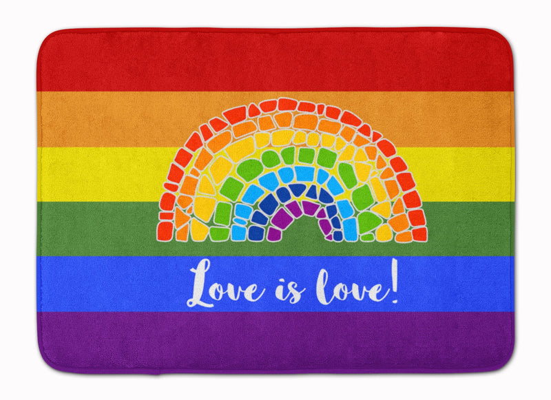 Gay Pride Love is Love Mosaic Rainbow Machine Washable Memory Foam Mat