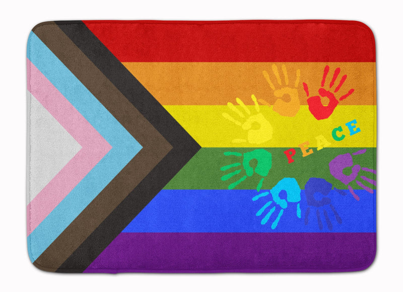 Gay Pride Peace Hands Progress Pride Machine Washable Memory Foam Mat