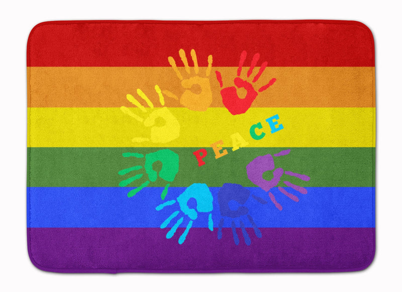 Gay Pride Peace Hands Machine Washable Memory Foam Mat