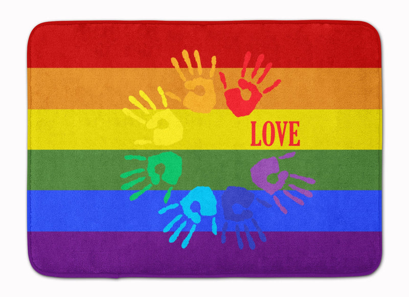 Gay Pride Love Hands Machine Washable Memory Foam Mat