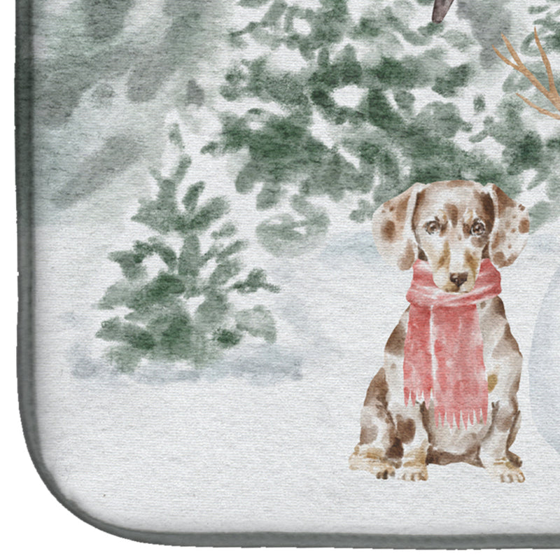 Dachshund Dappled with Christmas Presents Dish Drying Mat – Absorbent, Artistic Kitchen Essentials