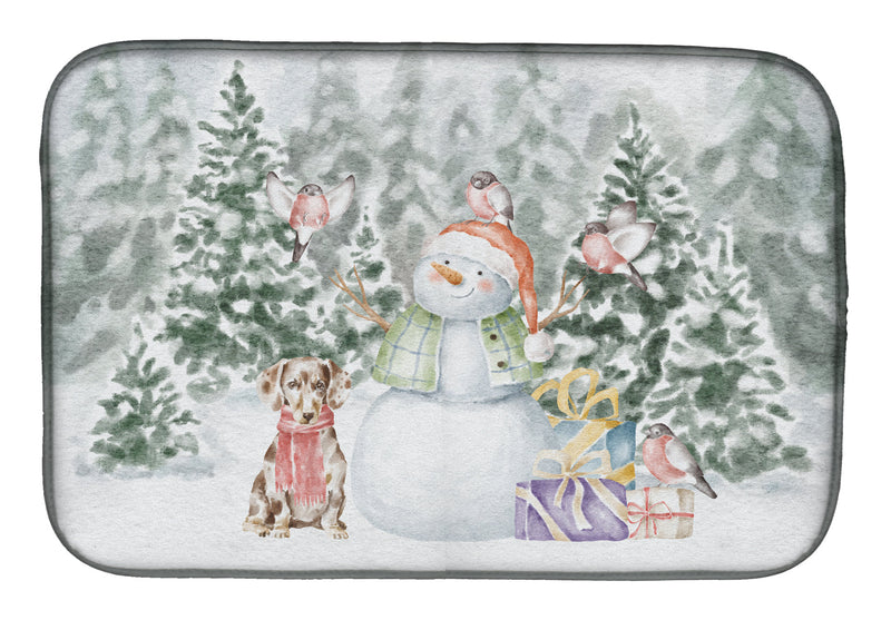 Dachshund Dappled with Christmas Presents Dish Drying Mat – Absorbent, Artistic Kitchen Essentials