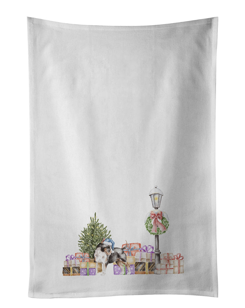 Bull Terrier Tricolor with Christmas Wonderland White Kitchen Towel Set of 2