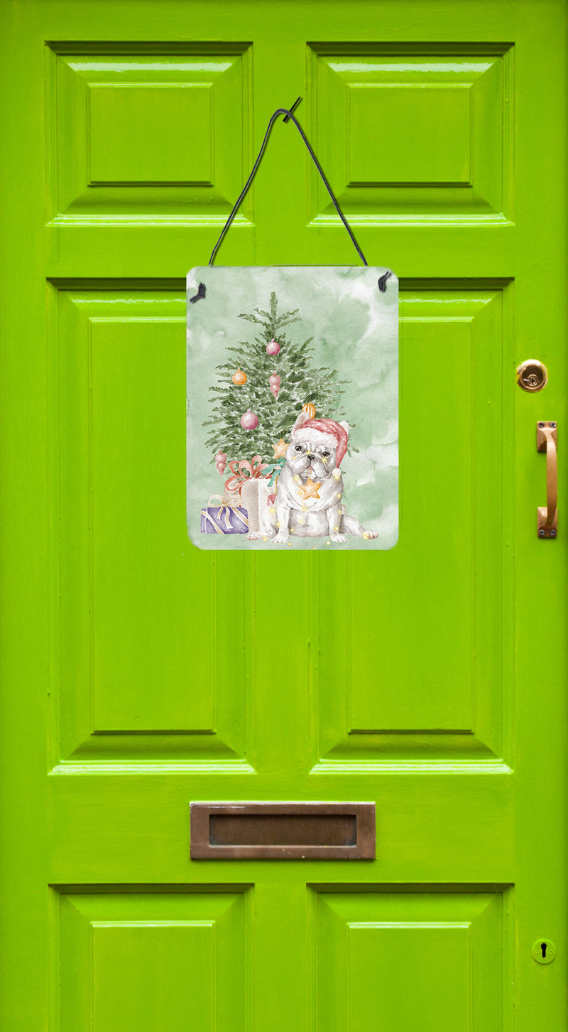 Christmas French Bulldog White Wall or Door Hanging Prints