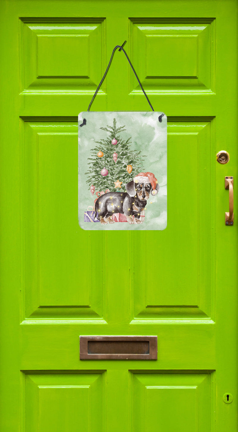 Christmas Dachshund Black Tan Puppy Wall or Door Hanging Prints