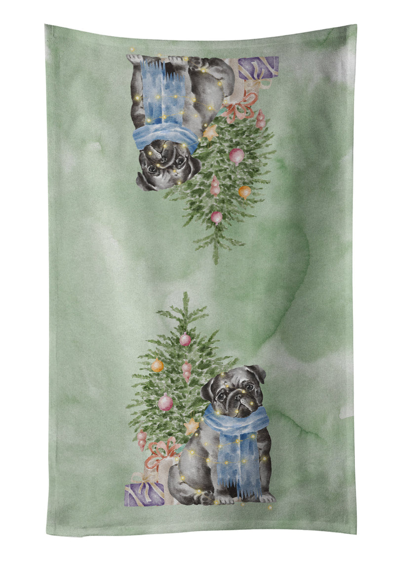 Christmas Black Pug Kitchen Towel