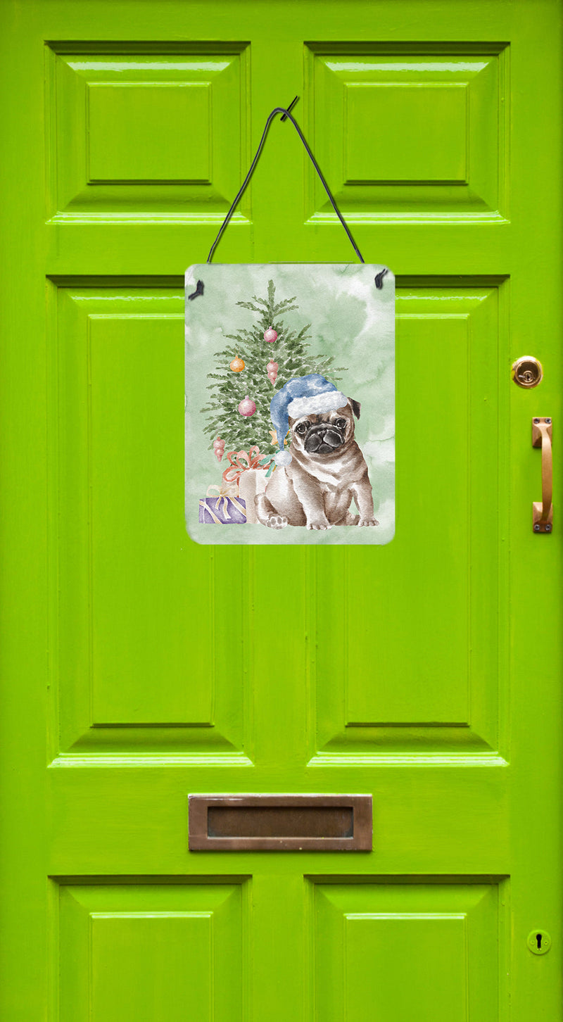 Christmas Fawn Pug Puppy Wall or Door Hanging Prints