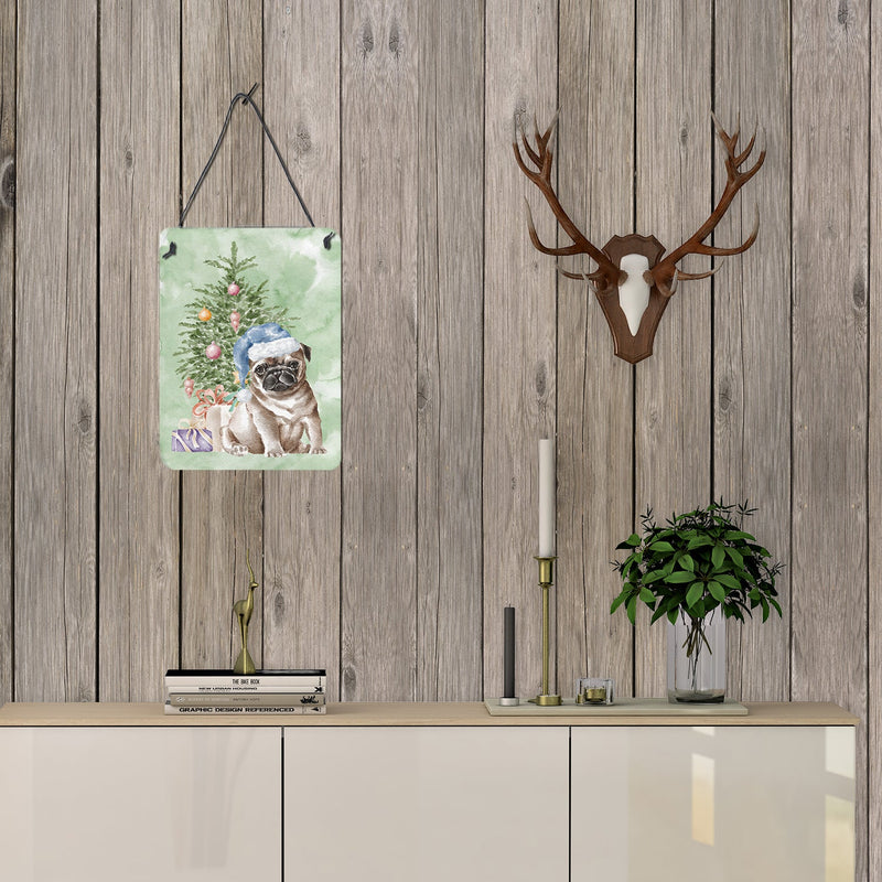 Christmas Fawn Pug Puppy Wall or Door Hanging Prints