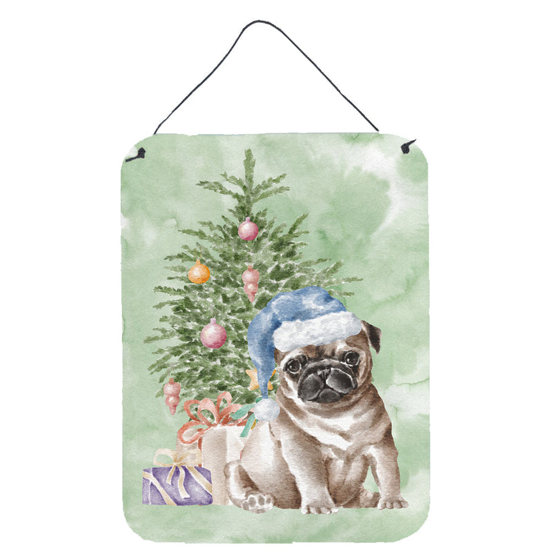 Christmas Fawn Pug Puppy Wall or Door Hanging Prints