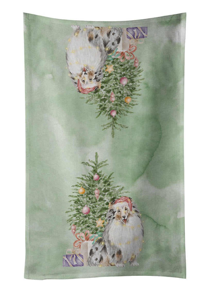 Christmas Sheltie Shetland Sheepdog Merle Kitchen Towel